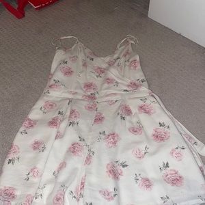 White and pink flower romper